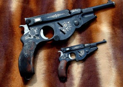 Another shot of the finished pistols.