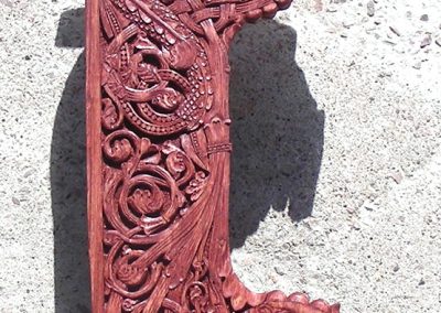 While recovering from surgery for a torn rotator cuff, Roger carved this wall decor.