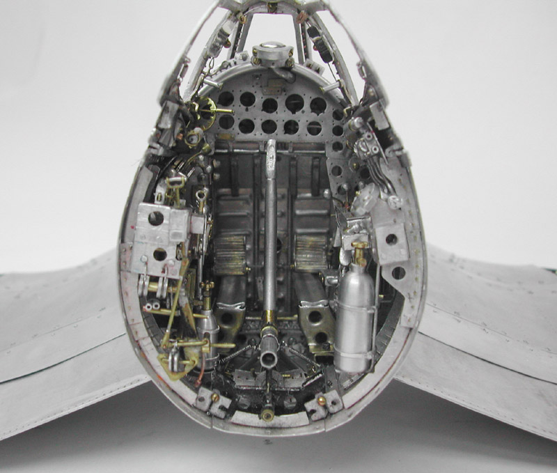 Corsair Cockpit Looking forward into the cockpit, with the rear of the fuselage removed.