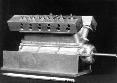 A side view of the V-12 engine under construction.