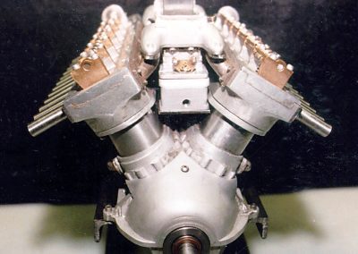 A front view of the Curtiss V-12 engine.