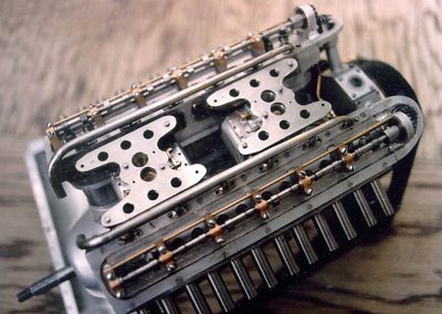 The finished scale model V-12 engine.