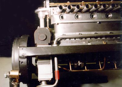 A close-up of the finished V-12 engine.