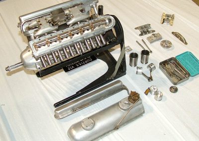 Alan's display for his miniature V-12 engine.