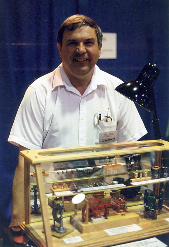 Jerry at His Display Booth Jerry's display at the NAMES Expo, note the Corliss engine at center.