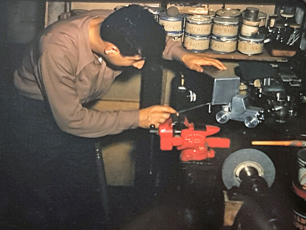 A Young Abe at Work A young Abe at work in his home shop.