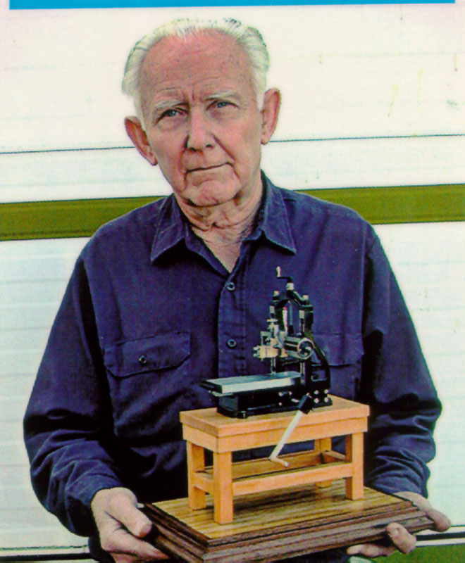 Al Osterman With a Scale Planer Al Osterman poses with his 1/6 scale hand-operated planer.