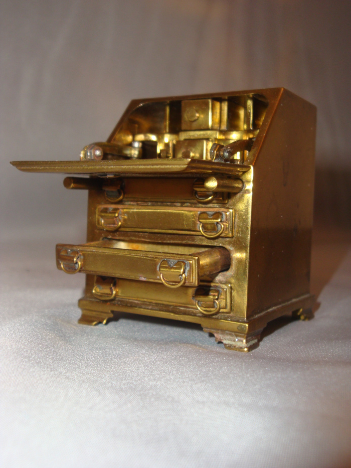 Miniature Drop-Leaf Desk Abraham's miniature brass drop-leaf desk.