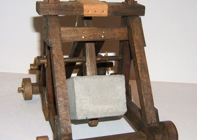Guillermo also built this scale model Roman catapult.