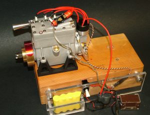 Seal Engine Test The Seal engine is seen in test mode, with one of the spark plugs grounded to test for spark.