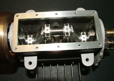 The crank and pistons are installed in the block.