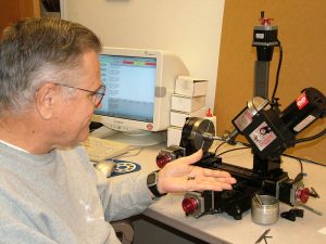 Joe Martin With Helical Gears Joe is pictured making helical distributor gears for the Seal project.