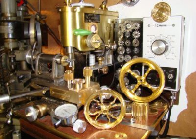 A lot of work goes into each of the many gears in Germano’s clocks.