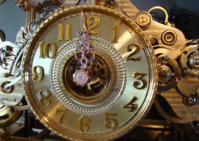 Shown here is one of the large brass dials for Germano’s more recent brass clock project.