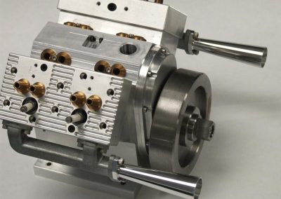 The unfinished Howell engine with exhaust tips added.