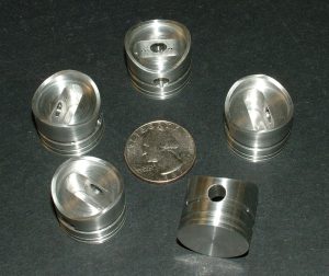 Howell V-4 Pistons Bob Seigelkoff’s aluminum V-4 pistons.