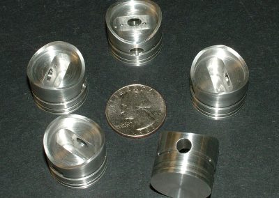 Bob Seigelkoff’s aluminum V-4 pistons.
