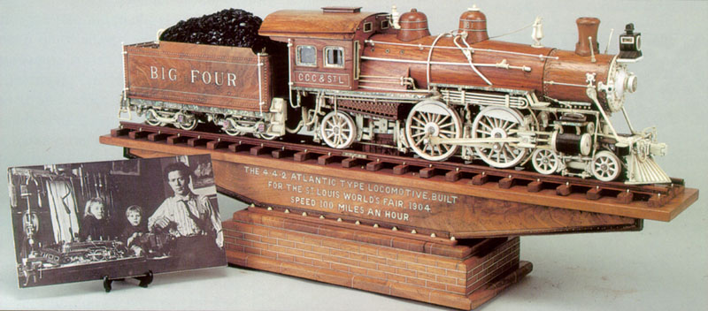 Big Four 4-4-2 Atlantic Locomotive Mooney Warther’s carving of the “Big Four” 4-4-2 Atlantic locomotive.