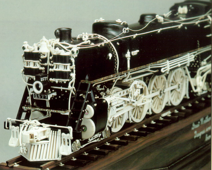 Great Northern Mountain 4-8-4 Locomotive A front view of the Great Northern locomotive.