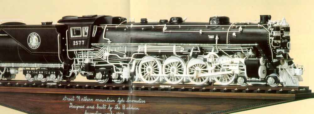 Great Northern Mountain 4-8-4 Locomotive Mooney's Great Northern Mountain 4-8-4 locomotive carving.