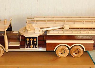 Sunia's wooden fire engine model.