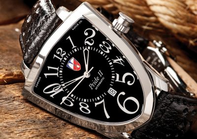The Pride II watch with black face.