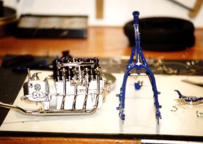 The Henderson K engine and frame in early stages.