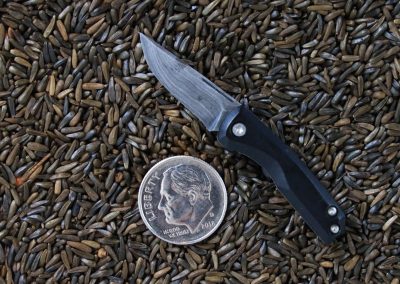 A custom miniature folding knife made by Brian Jacobson.