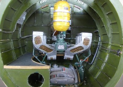 The miniature ball turret frame is installed in the fuselage.