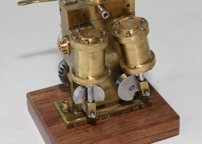 Birk’s twin-cylinder geared oscillating steam engine.