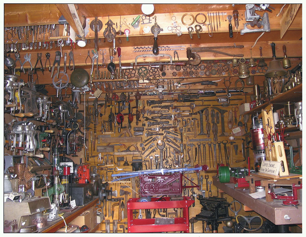 Birk's Workshop A peek inside of Birk's workshop reveals his huge collection of tools and gadgets.