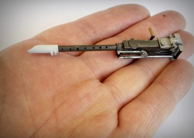 A finished Browning machine gun ready to be installed in the Cheyenne tail turret.