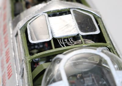 An overhead view of the B-17G cockpit.