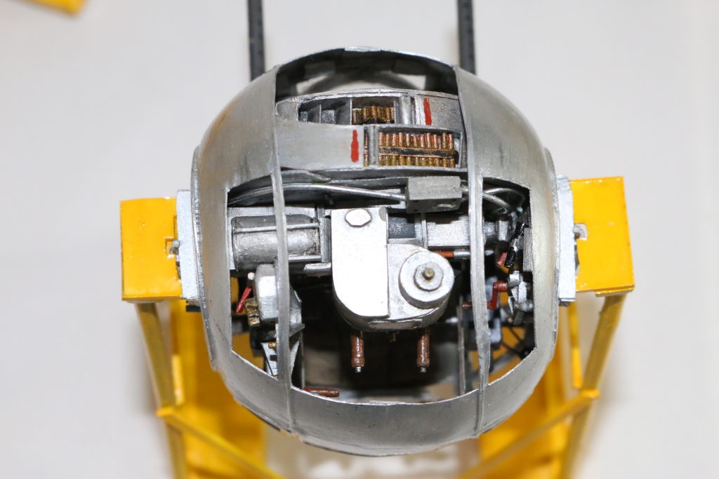 A close-up of the 1/20 scale ball turret for Martin's B-17G model.