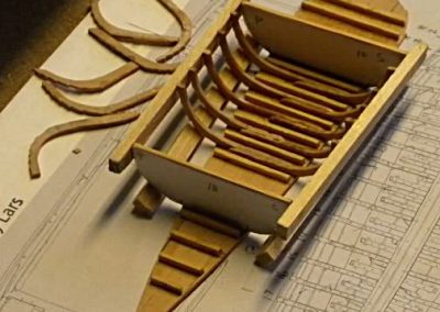 Constuction of the 1/50 scale Vasa longboat.