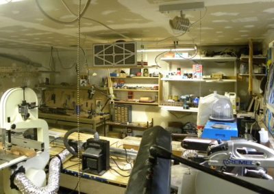 Clayton's well-equipped woodshop.