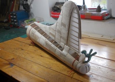 Early progress on the B-17G tail construction.