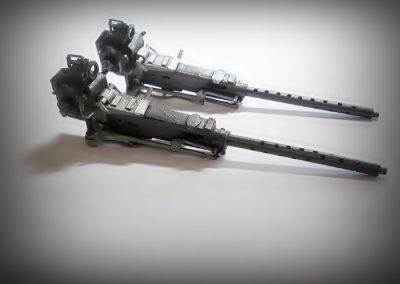 Two finished browning machine guns ready to be set as the waist guns.