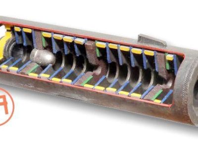 A cutaway diagram of a Welrod silencer.