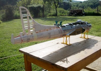 The unfinished B-17G model during a dry fit of the tail section.