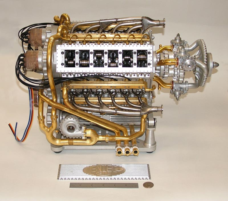 Napier Deltic Engine The finished Deltic engine with right valve cover removed.