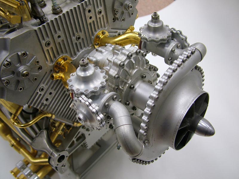Napier Deltic Engine The front end of Clen's finished Napier Deltic engine model.