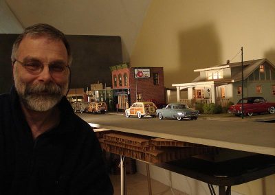 Michael is shown here with his setup for the J&L Steel building.