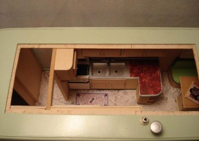 Looking down into the Spartanette trailer.