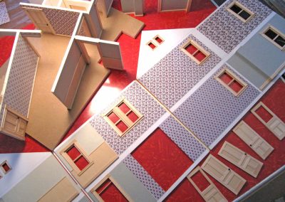 Applying wallpaper to the model walls.