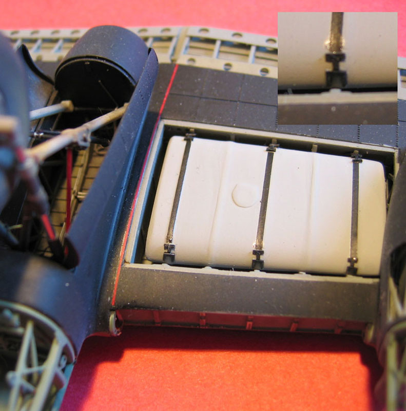 1/72 Scale Lancaster Fuel tanks inside the model Lancaster wing.