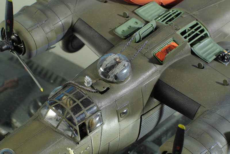 1/72 Scale B-24 Liberator A close-up view of the top of the Liberator model.