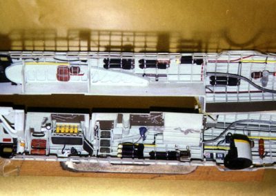 The left and right halves of the fuselage show hundreds of custom made parts.