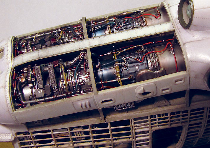 1/72 Scale Mi-6 Helicopter Engine A close-up of the engine compartment early in the Mi-6 build.