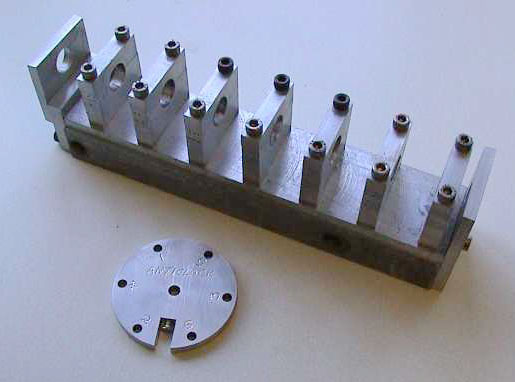 Crankshaft Assembly Fixture The crankshaft assembly fixture that Clen made for the Deltic engine.